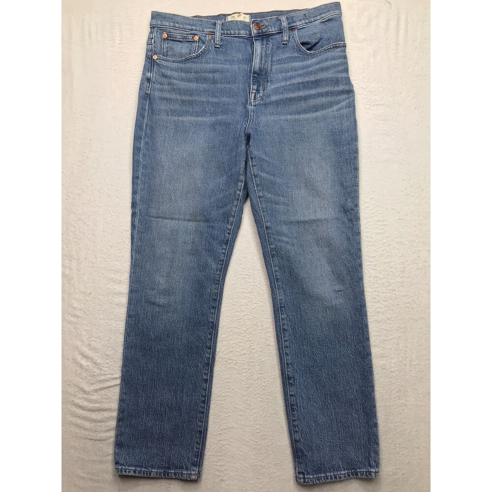 MADEWELL Slim Boy Jeans Women 31 (34x29) Light Wash High Rise Stretch Whiskered